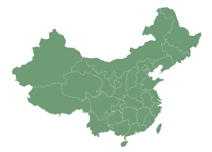 Carte de la Chine en bleu divisée en provinces